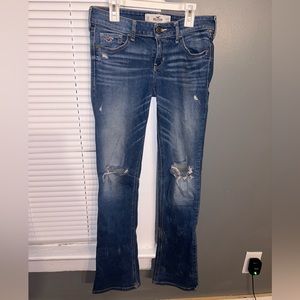 Hollister jeans, ripped, flare bottoms